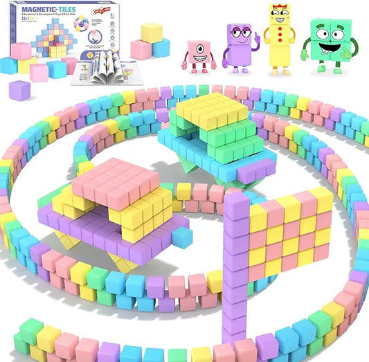 45pcs Magnetic Blocks Building Cubes for Toddlers - Pastel Colors Magnetic Cubes Toys Classroom Must Have STEM Magnet Building Blocks Toy Christmas Birthday Gifts for Girls Boys Ages 1-3 3-5
