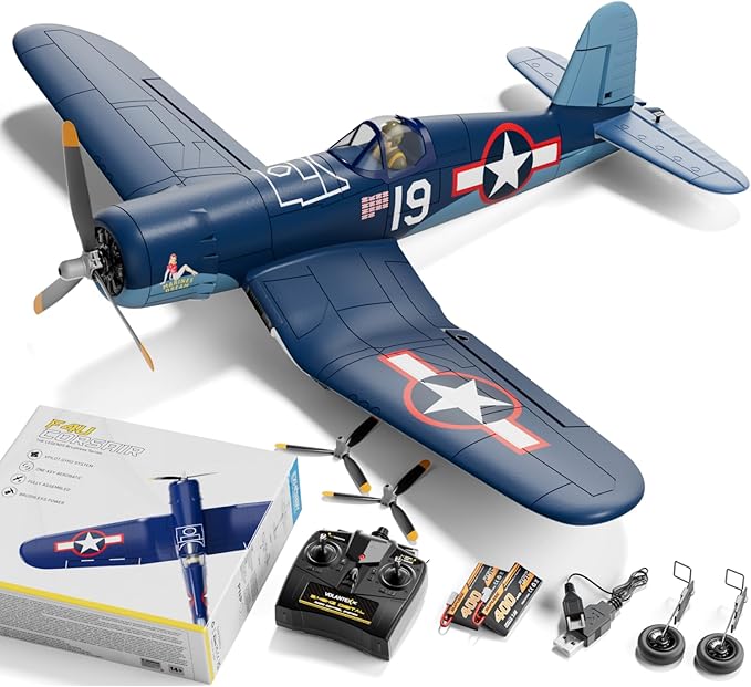 LEAMBE Brushless 4 Channel RC Plane F4U Corsair 500mm Remote Control Airplane Fighter RTF with 6-Axis Gyro, 3 Modes & Aerobatics for Beginners & Adults