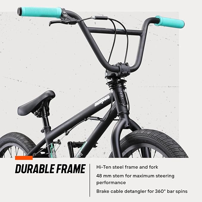 Mongoose Legion Kids Freestyle Sidewalk BMX Bike, Beginner Riders, Boys and Girls, 16-20-inch Wheels, Hi-Ten Steel Frame, Micro Drive BMX Gearing