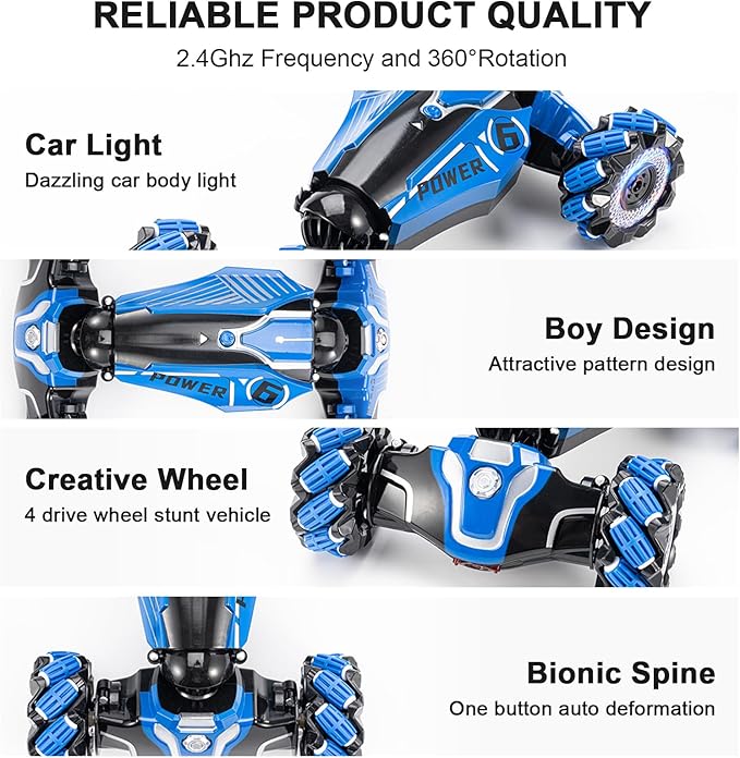 Gesture Sensing RC Stunt Car, 4WD Drift Remote Control Car with 360° Flips, Lights & Music, for Boys Girls Ages 4-12