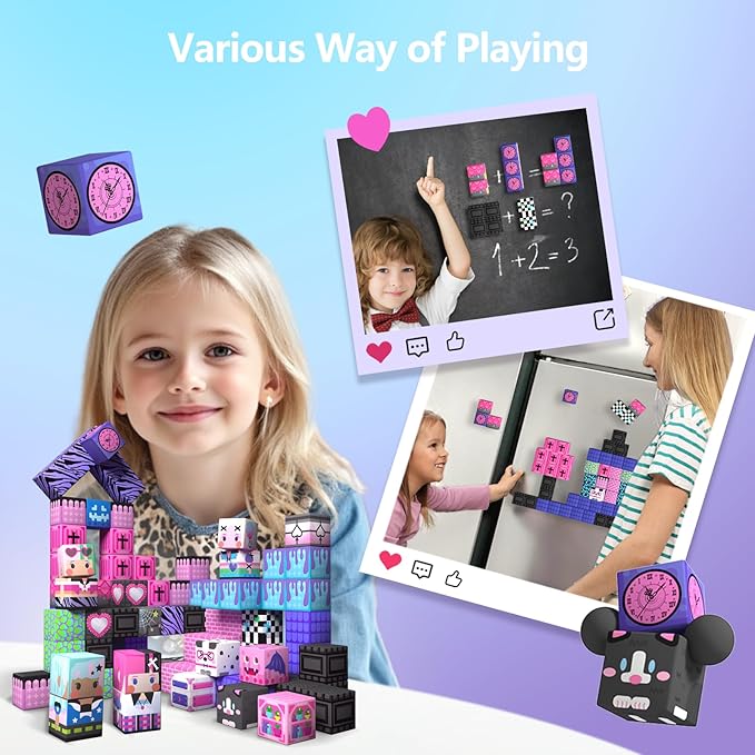 GobiDex 100PCS Magnetic Blocks for Girls, Build MagWonder with Magnet Building Toys Set, Princess Sensory Gift for Boys Girls Birthday (1 inch)
