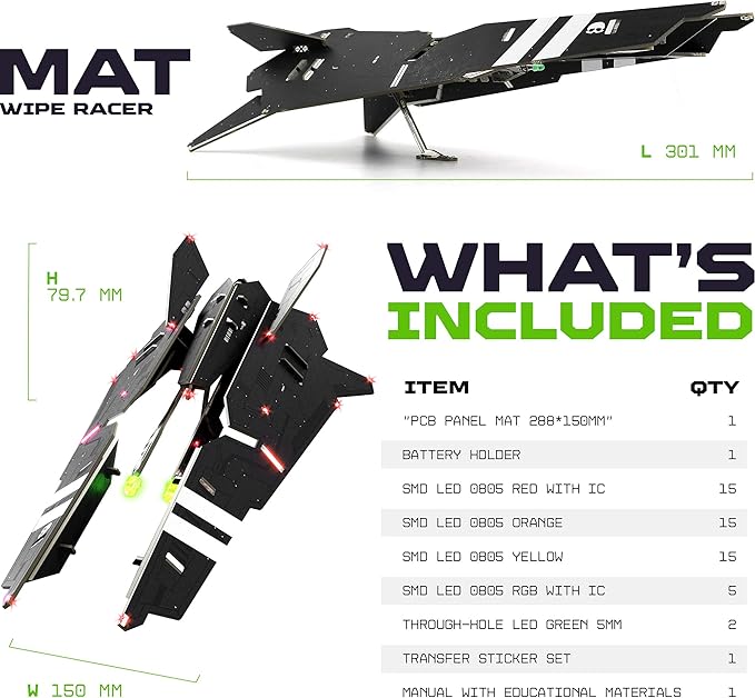 DIY Robot Building Kit - MAT002 Wipe Racer - Science Kid STEM Toys - Educational Robotics Kits for Kids - Printed Circuit Board Set - Build Your Own Robotic Helicopter - Engineering Toy Kit