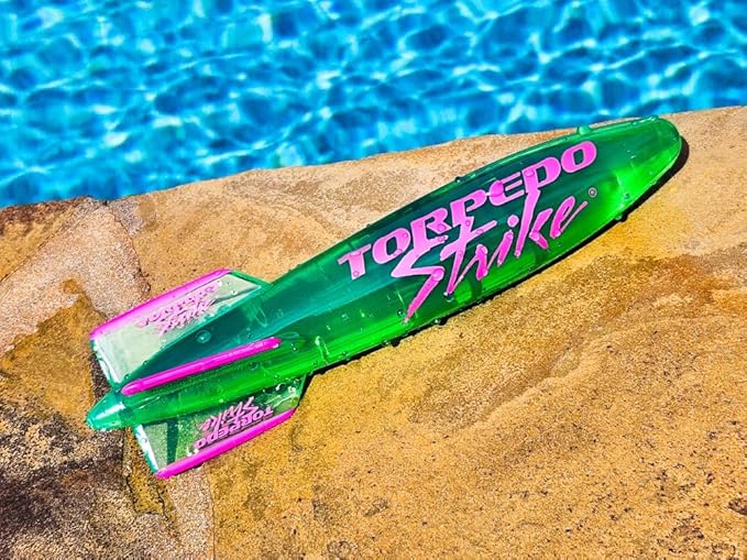 SpinFin 10.25" Large Ultra Premium Pool Torpedo Rocket Spins & Glides Up to 30 Feet Like Underwater Football for Under Water Passing Games Underwater Torpedo Diving Toy Glider (Green)