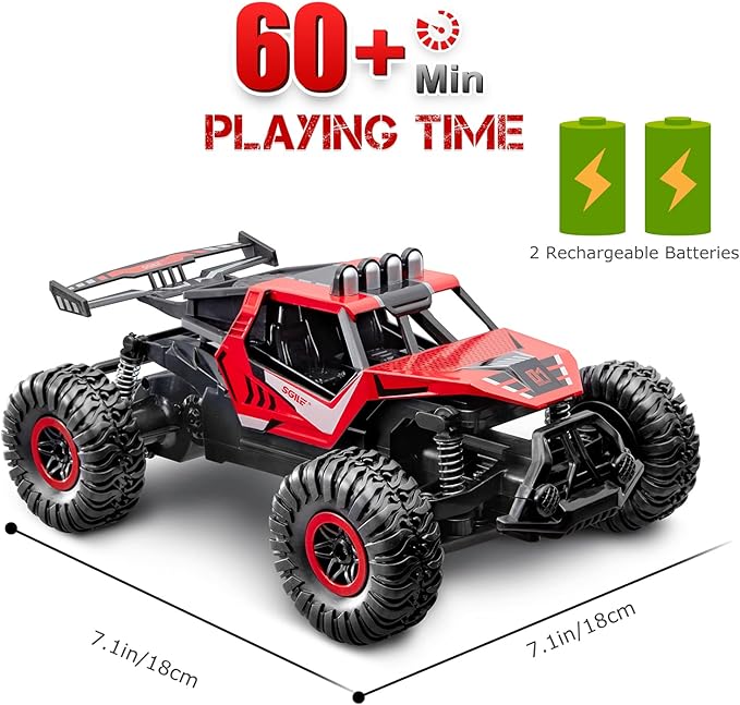 SGILE Remote Control Car Toy for Boys, 2.4 GHz RC Drift Race Car, Fast Speedy Crawler Truck, 2 Batteries for 60 Mins Play, Toy Gift for Boy Girl Adult