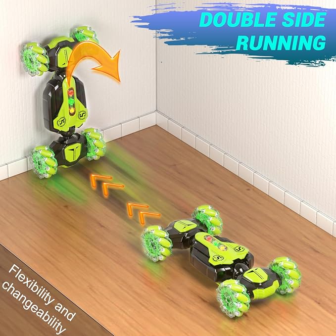 Gesture Sensing RC Stunt Car - Best Gifts for Boys 6-12 Year Old 360° Rotating 2.4Ghz 4WD Remote Control Transform Hand Controlled Carwith Light & Music, Birthday Presents for Kids Age 7 8 9 10 11 yr