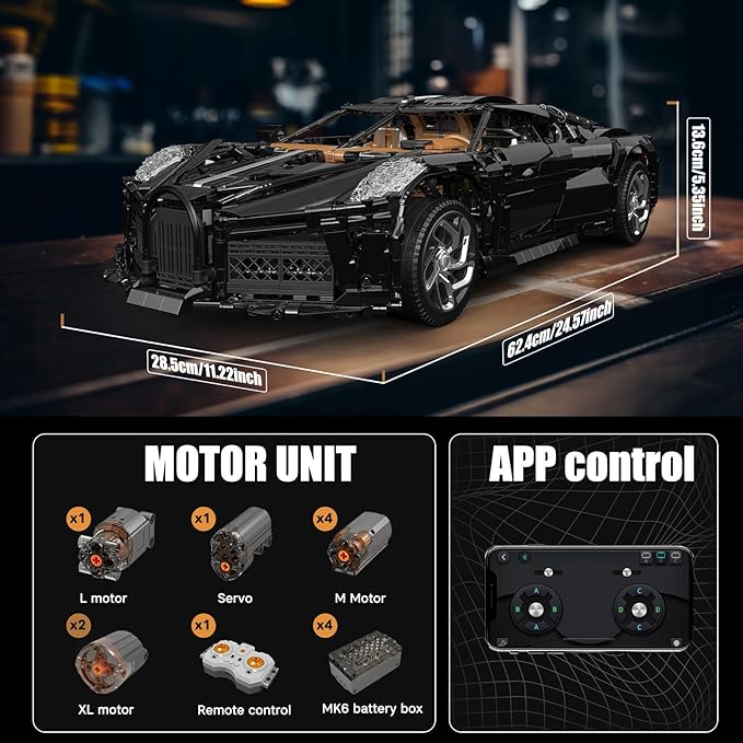 Mould King 13163 MOC Sports Car Building Kits, Remote/APP Control 4688 Pieces Super Car Model Block Sets, Collectible Set for Adults, Boy Toys for Christmas and Birthday Gifts
