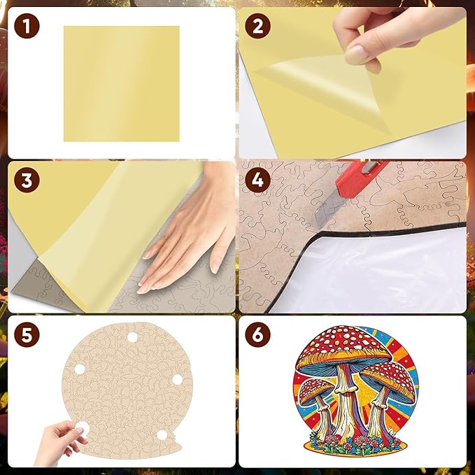 Mushroom Wooden Puzzles for Adults, 500 Piece Unique Shaped Wood Jigsaw Puzzles for Adults and Kids, Fun Challenging Puzzles Family Game Gift, 15.9'' x 16.7''