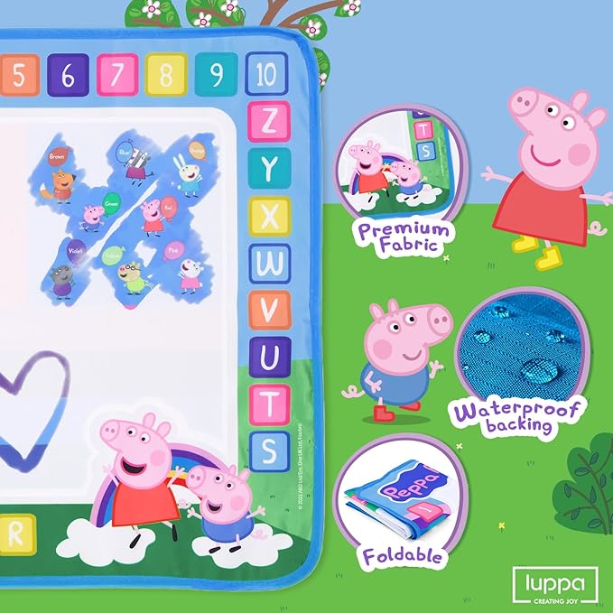 Kids Toys Water Doodle Mat - Peppa Pig Reusable Painting Writing Color Doodle Mat Drawing Board, Toddler Educational Toys for Age 3 and Up Year Old Girls & Boys (50cm x 70cm)