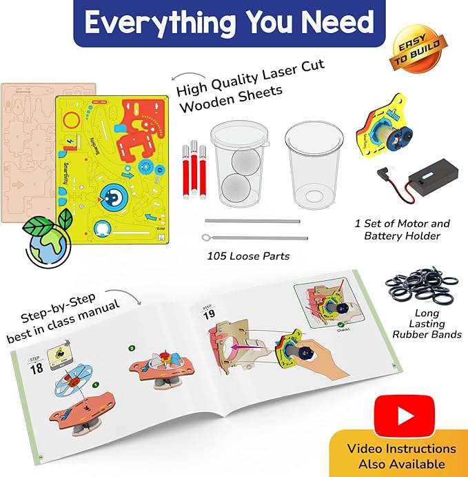 Smartivity 10in1 Motor Gadgets Kit for Kids I STEM Toys for Ages 6,7,8,9,10,11,12,13 Years | Build Cool Electronics Projects | Birthday Gifts for Boys & Girls | Science Kit for Kids 6-13