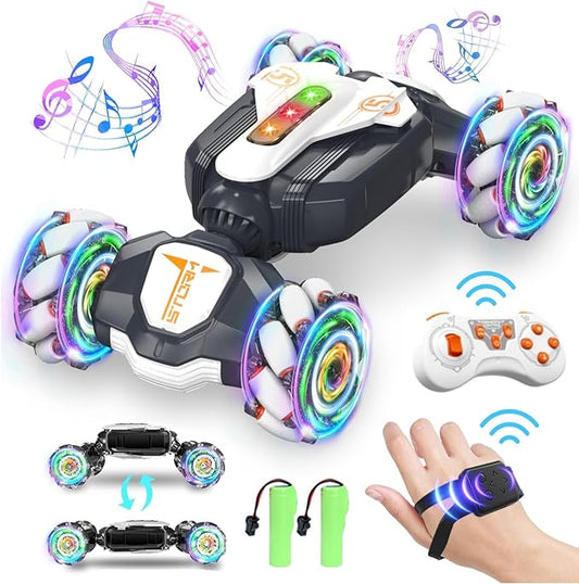 Gesture Stunt RC Car, 2.4Ghz 4WD Remote Control Car, Gravity Watch Sensor 360° Rotating Twist Drift Offroad Toy Car with Music Lights, Ages 6-12 Boys Girls Birthday