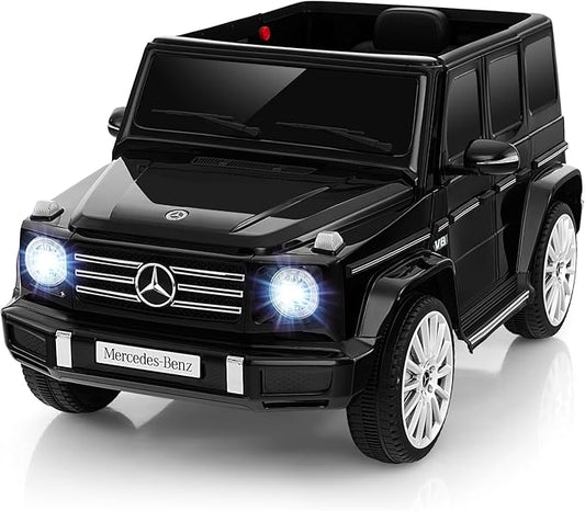 Costzon Ride on Car, Mercedes-Benz G500 Licensed Truck w/Rocking Mode, 3 Speeds, Remote, Horn, Music & LED Lights, Spring Suspension, 12V Battery Powered 4WD G Wagon Electric Vehicle for Kids (Black)