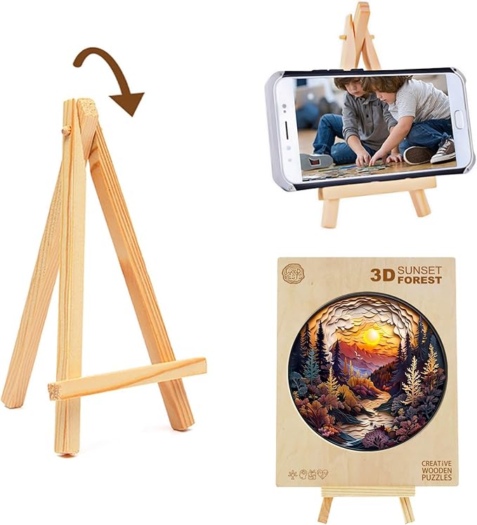 Wooden Puzzle for Adults-3D Sunset Forest Wooden Puzzle Unique Shape Advanced Animal Jigsaw Puzzle for Adults and Kids,Best Gift,Wood Puzzles,Challenge Wooden Jigsaw Puzzle (S-8.5 * 8.5in-100pcs)