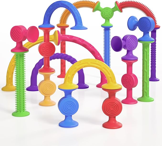 Bath Toys Suction Sensory Toys: 20 Pcs Silicone Suction Cup Toys - Bath Toys No Hole - Sensory Toys for Baby Toddlers