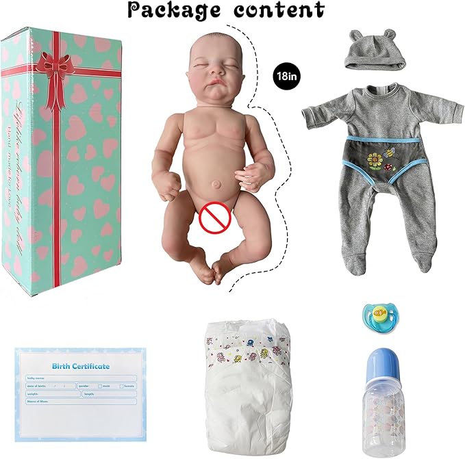 Realistic Reborn Baby Dolls-18 Inch Real Life Baby Dolls Boy Lifelike Baby Doll with Accessories for 3+ Years Old (Blue)