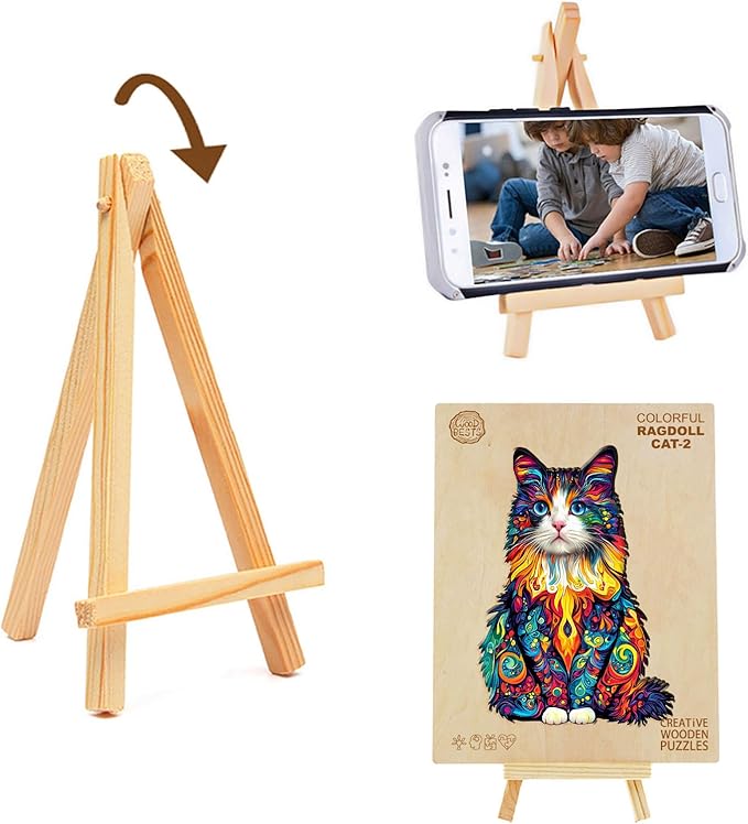 Wooden Puzzles for Adults, Wooden Jigsaw Puzzles for Adults Kids, Colorful Ragdoll Cat-2 Unique Shaped Wood Puzzles Adult, Creative Birthday Gifts for Friends Family Game (11.4 * 7.8in 135pcs)