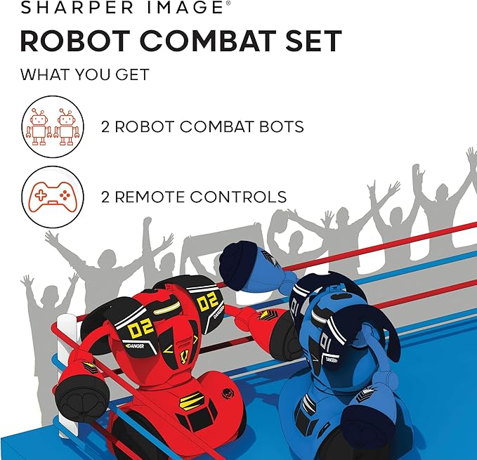 Sharper Image Robot Combat Set [2023 Amazon Exclusive] 2-Player Remote Control RC Battle Robots, LED Lights & Sound Effects, Wireless Infrared Technology, Fun Electronic Fighting Kids & Family Game