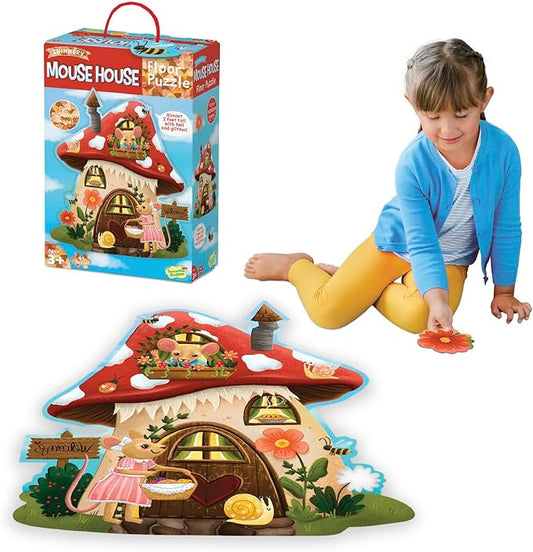 Peaceable Kingdom Giant Floor Puzzles with Uniquely Fun Shaped Pieces for Kids Ages 3+ Gifts for Girls and Boys - Mushroom House