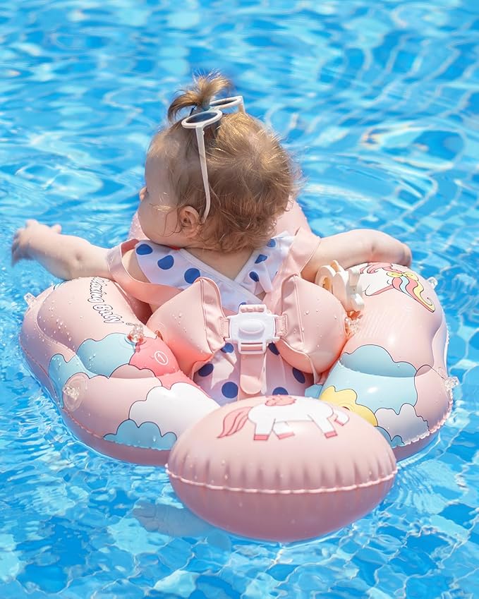 Swimming Ring with Adjustable Seat Pocket,Baby Swimming Pool Floats,Removable Floating Ball,New Upgrade Baby Swim Ring for Ages 6-36 Months Infant Toddler