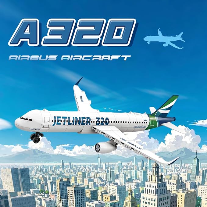 DAHONPA Airbus A320 Building Blocks Set, 129 Pieces Airplane Airliner Building Toy, Gift for Kid and Adult