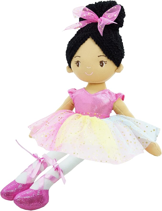 June Garden 16" Ballerina Princess Stella - Stuffed Plush Soft Doll - Pink Outfit - Gift for Toddlers and Little Girls
