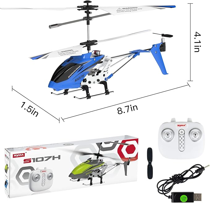Cheerwing Remote Control Helicopter,SYMA S107H Mini RC Helicopter with Gyro,Altitude Hold, One Key Take Off/Landing for Adults Kids(Blue)