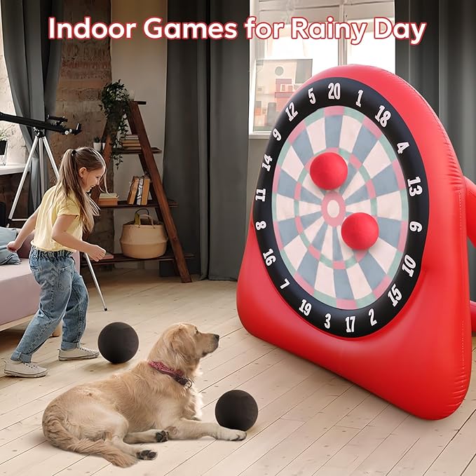 Inflatable Soccer Dart Board Giant Kick Dart Games Outdoor Backyard Games 6ft Big Kick Darts Game Inflatable for Kids Adults Family with 4 Kick Balls & Air Pump Large Carnival Games Dartboard