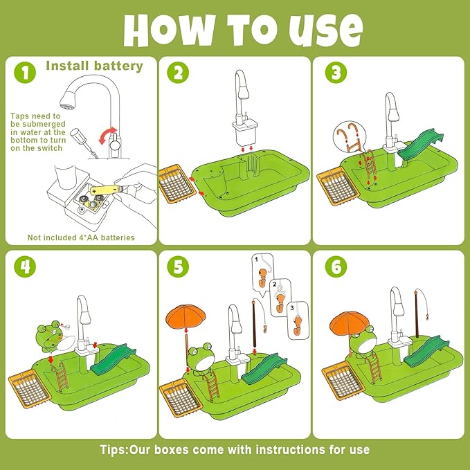 Play Sink with Running Water,Kids Sink Toy with Automatic Water Cycle System,Sink Fishing Game Toy with Food Kitchen Accessories,Kids Role Play Dress Up Dishwasher Toys for Boys and Girls Present