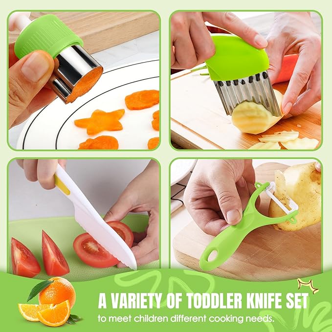 37PCS Kids Cooking Sets Real, Kids Cooking and Baking Gift Set with Storage Case Timer Kid Safe Knives Cutting Board, Toddler Real Kitchen Accessories, Birthday Gifts for Girls & Boys Age 3 - 8