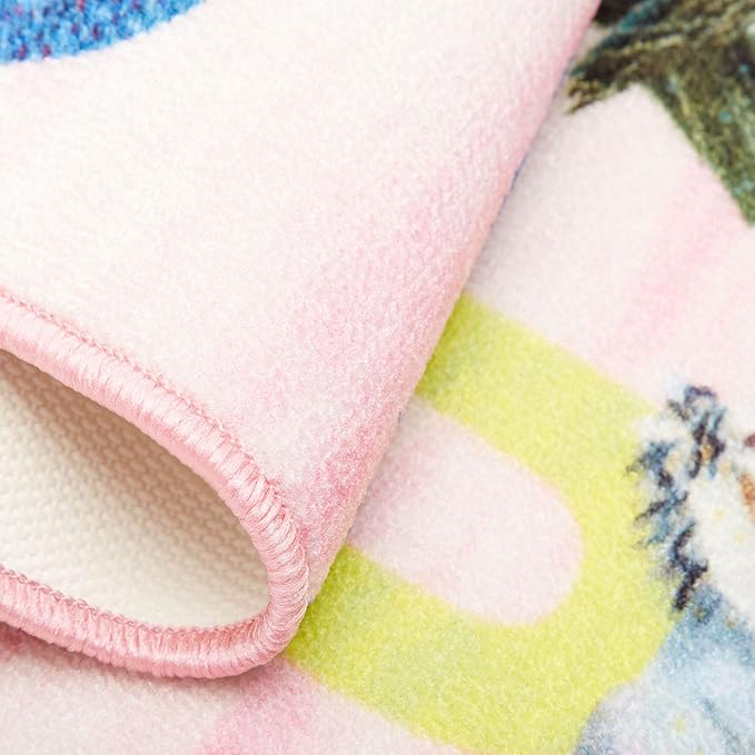Eric Carle Elementary Pink Alphabet Kids Machine Washable Area Rug Pink/Blue, 4'11"x6'6"