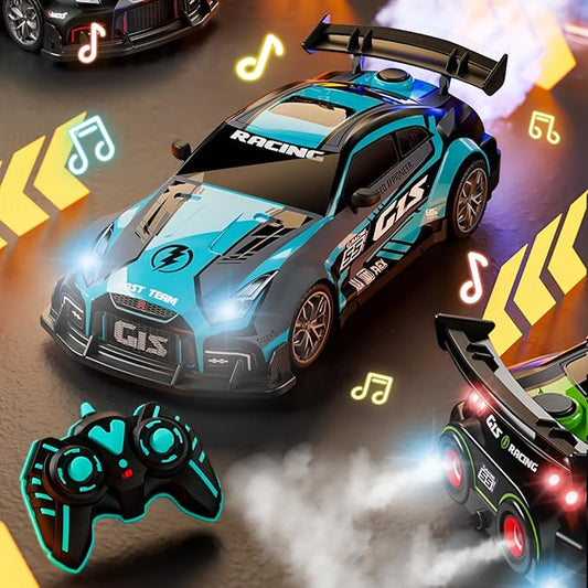 RC Drift Car 2.4GHz 1:16 Scale Remote Control Cars Vehicle with Bodylight &Spray &Music, Remote Control Cars for Kids Boys Girls Age 4-7 8-12 13 14 Year Old, Birthday Ideas