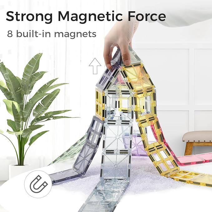 Magnetic Tiles 40pcs Magnet 3D Building Tiles Kids Toys for 3-8+ Years Old Boys & Girls - STEM Educational Learning Magnetic Blocks Toy Set