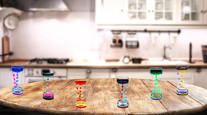 Sensory Toys for Relaxation: Motion Bubble Timer - Water Timer Fidget Toy for All Ages (Red & Blue, 1 Pack)