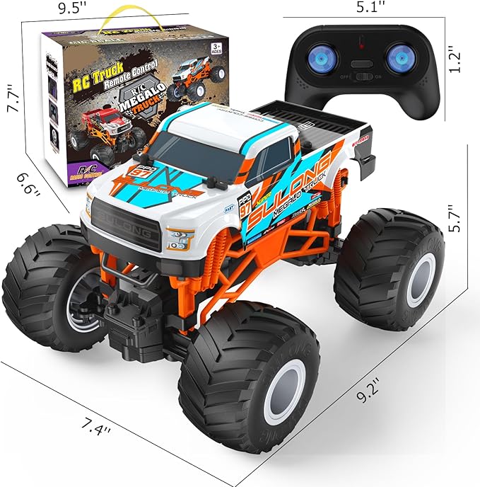 Scientoy Remote Control Car, 20KM/H Monster Truck Toys for Ages 5-7, 1:16 Scale All Terrain RC Cars for Boys & Girls Age 4-7, 2.4Ghz Off Road RC Truck, Christmas Birthday Gift for Kids