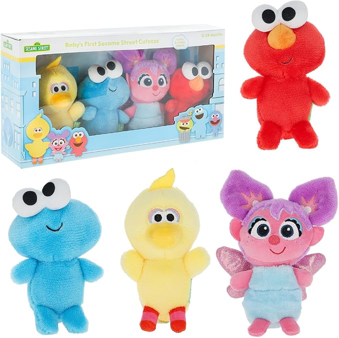Kids Preferred Sesame Street Elmo, Cookie Monster, Abby Cadabby & Big Bird Plush Toys for Toddlers 1-3, Stuffed Animal Toys