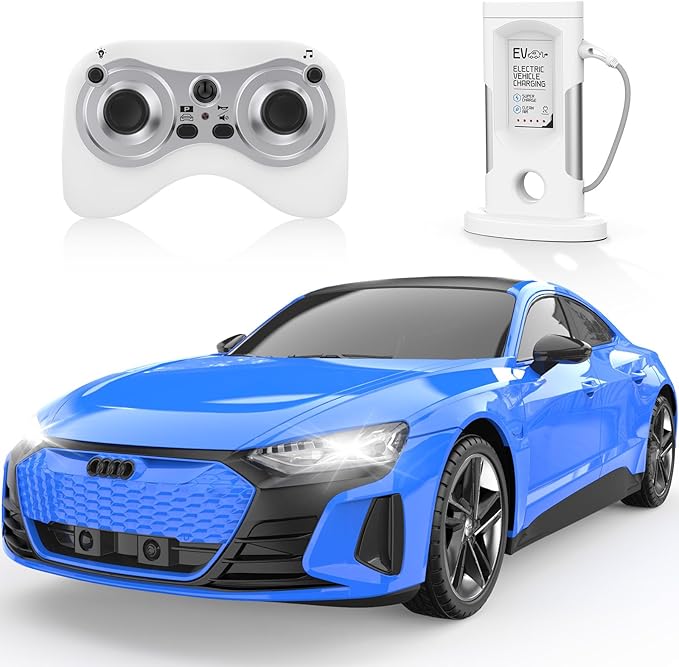 DOUBLE E Audi RS e-tron GT 1:16 Scale RC Truck New Energy Remote Control Car RC Car Led Lights & Sound Automatic Parking Gifts for 6 7 8+ Year Old Boys Girls