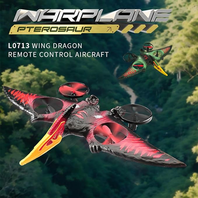 jaming Pterodactyl Dinosaur Toys Drone for Kids,Dragon Remote Control Airplane,Flying Toys Birthday Gifts for 8-12 Year Old Boys,RC Plane for Kids 8-12 （Red）