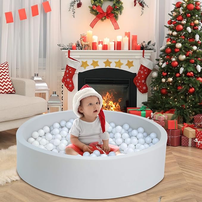 Ball Pit Balls 100 Phthalate Free BPA Free Crush Proof 2.16 Inches Plastic Balls for Ball Pit Ideal Gift for Toddlers Babies Kids Pool Water Toys Play Tent, White