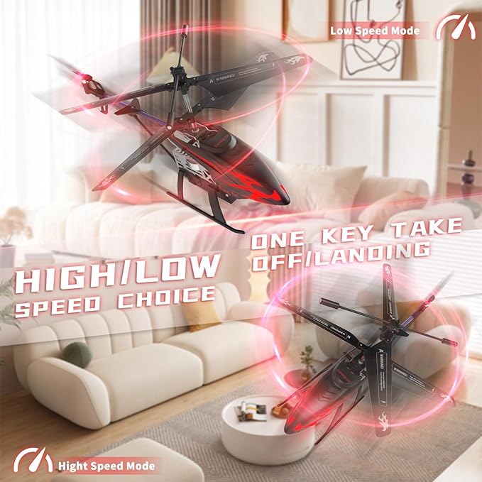 Remote Control Helicopter for Kids with 30-Minute Flight Time, LED Light Effects, Altitude Hold, One-Key Takeoff/Landing, for Boys and Girls Ages 6+, Perfect Christmas and Birthday Gifts