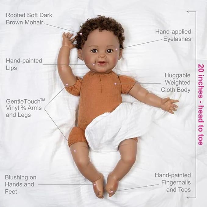 Paradise Galleries Toddler Girl Doll Ping Lau Designer Collection 20 Inch Lifelike Doll with Magnetic Pacifier Best Birthday Gift - Daisy May