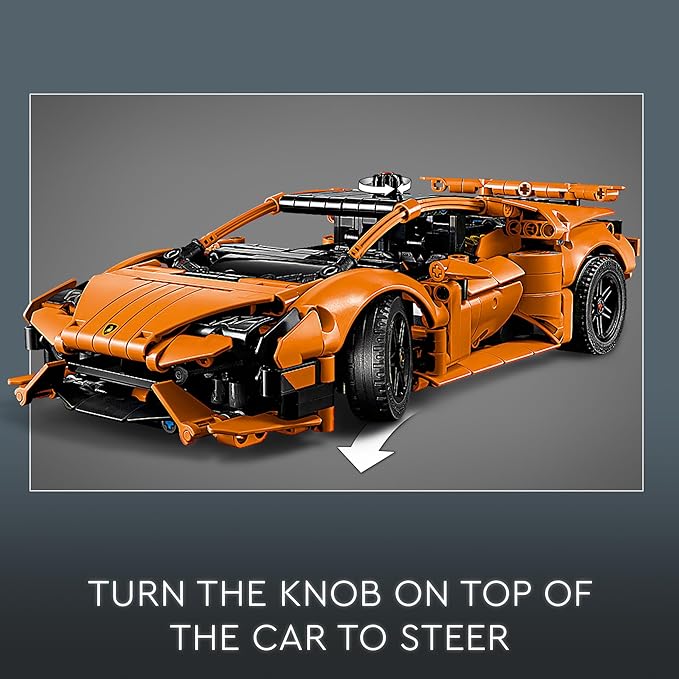 LEGO Technic Lamborghini Huracán Tecnica Orange Toy Cars - Building Toys for Kids, Boys & Girls, Ages 9+ - Lamborghini Toy Car W/ V10 Engine & Steering - Gift Ideas for Birthdays - 42196