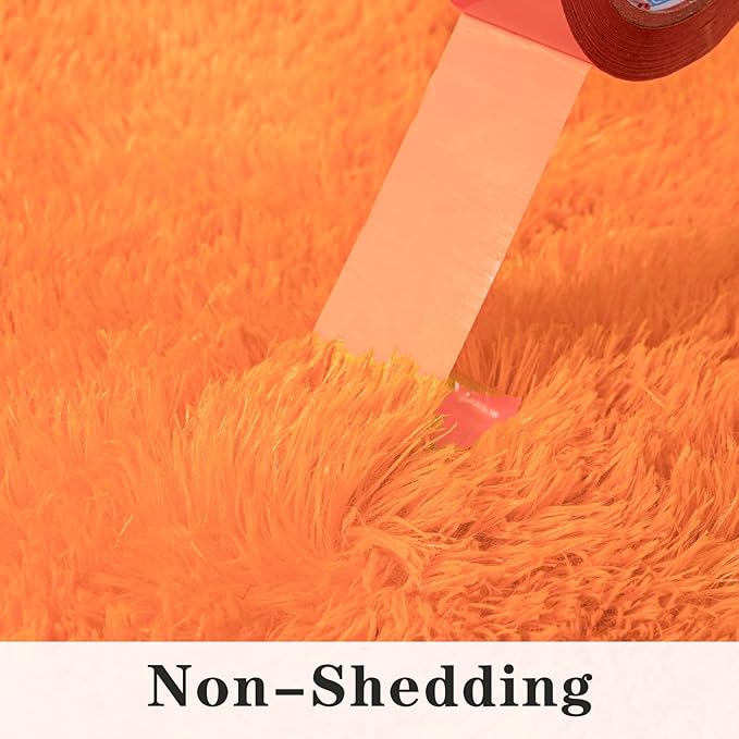 Super Fluffy Rug for Bedroom, 4x6 Feet, Modern Shag Orange Area Rugs, Soft and Cozy Plush Carpet for Kids,Girls Boys and Teens Decorations for Living Room Dorm Nursery Classroom, Orange