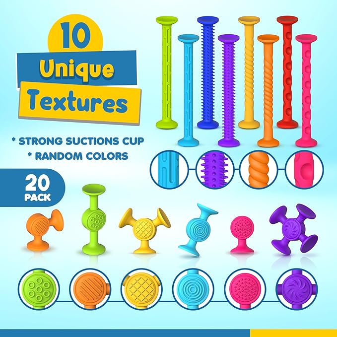 Bath Toys Suction Sensory Toys: 20 Pcs Silicone Suction Cup Toys - Bath Toys No Hole - Sensory Toys for Baby Toddlers