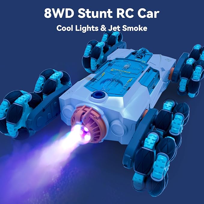 8WD Hand Controlled RC Stunt Car, Gesture Sensing Remote Control Crawler Car for Boys Age 8-13, 2.4Ghz Climbing Toys for Kid 10 11 12 Year Old, Christmas Birthday Gifts for Boys Girls (White)