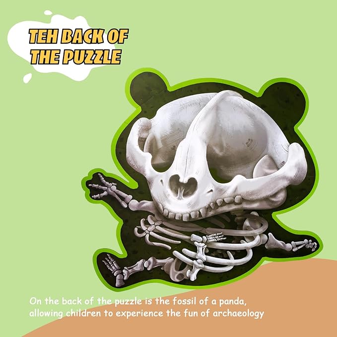 HAS Floor Puzzles for Ages Kids 4+, 48 PCS Double-Sided Giant Panda Puzzles, Unique Large Pieces Irregular Shape Jigsaw Puzzle for Children