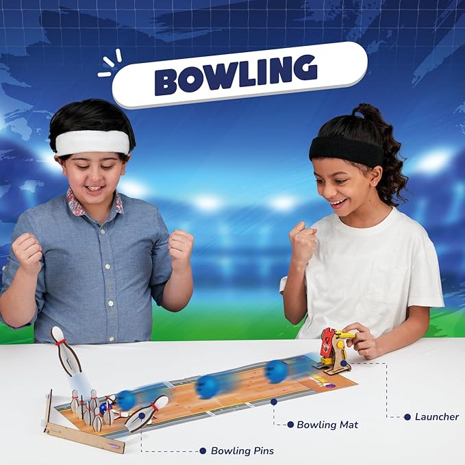 Smartivity 3in1 Basketball, Soccer, Bowling I Indoor Sports Game for Kids 6-12 Years Old I for Boys & Girls | DIY STEM Toy for Kids 6,7,8,9,10,11,12, Years I Wooden Construction Kit