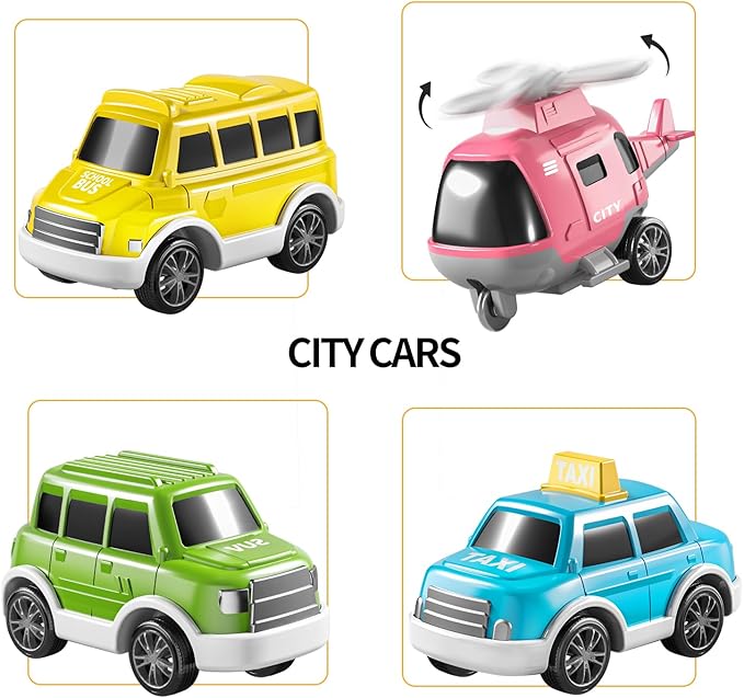 TEMI Girls Toddler Truck Toys for 3 4 5 6 Year Old, 5-in-1 Friction Powered Vehicle Car Set for Toddlers 3-6, Carrier Toys for Kids 3-5, Christmas Birthday Gifts for Boys Age 3-9