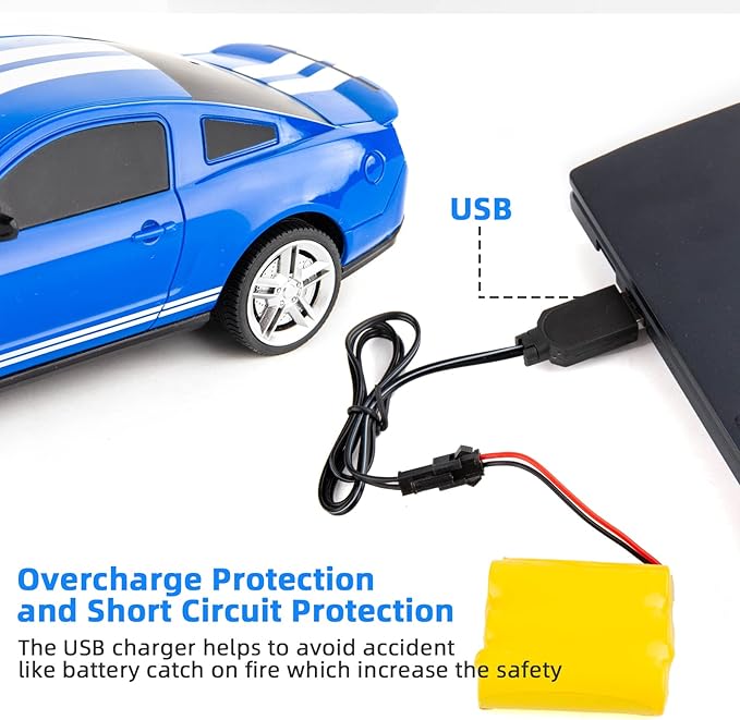 BDTCTK Remote Control 1/24 Ford Mustang Shelby GT500 RC Model Car, Toys for Kids and Adults Blue