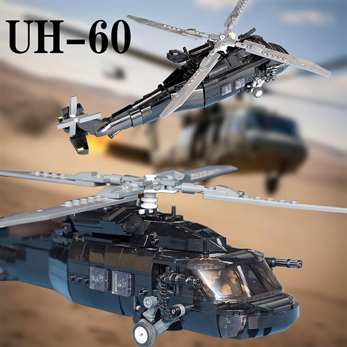 UH60 Black Hawk Helicopter Model, Military Plane Building Block Sets (660 Pieces) for Army Airplane Lovers, Kids (8+Years) and Adults
