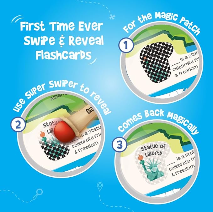 Imagimake Mapology USA Flash Cards | Learn United States Along with Flags and State Shapes | Ages 8-12 | Foam Jigsaw Puzzle, Fun Facts, Educational Toy for Kids | Gift for Christmas and Birthdays