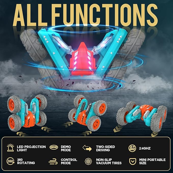 Remote Control Car Stunt RC Cars, 2.4Ghz with Double Sided 360 Flips, 4WD Off Road Drift RC Race Car Toy Stunt Toys for Kids 6-12 Year Old Boys Girls Christmas Birthday Gift